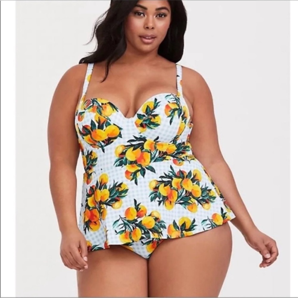 Torrid oranges gingham peplum vixen collection swimsuit